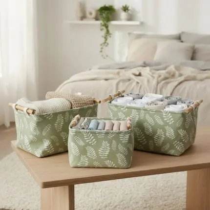 Contemporary Pattern Printed Fabric Storage Basket