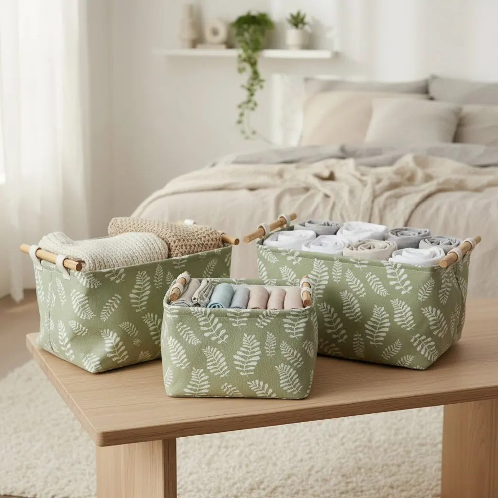 Contemporary Pattern Printed Fabric Storage Basket