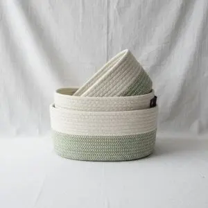 Oval Fabric Basket Bathroom Set