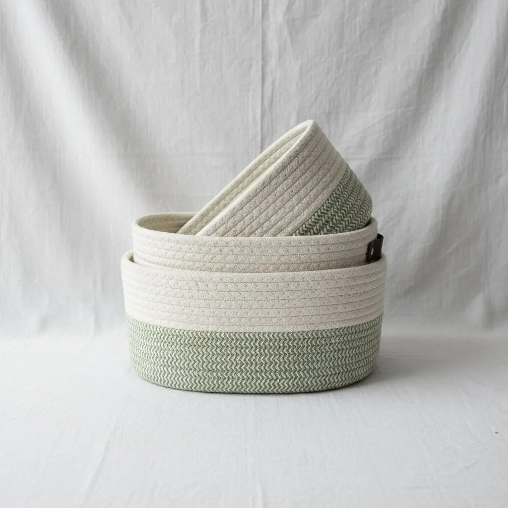 Oval Fabric Basket Bathroom Set