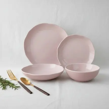 Sophisticated Mix 13 Pink 24-Piece Premium Porcelain Dinnerware Set