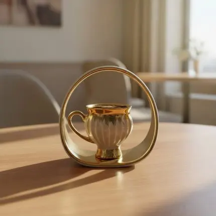 The Cinder Gold and Grey 6-Piece Coffee Set with Handled Plates
