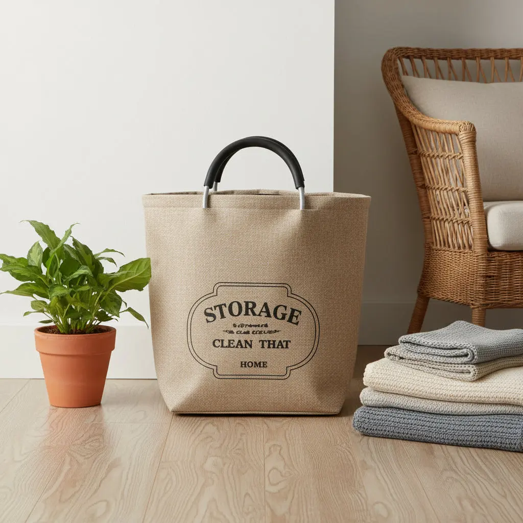 The Haven Minimalist Earth Vault (Beige Storage Bag W/Wooden Handle)