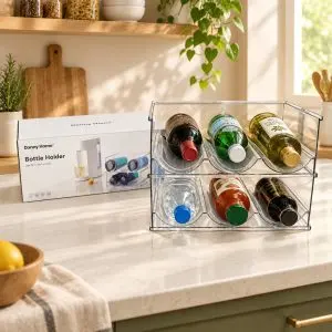 Sleek Countertop Plastic Cup & Lid Holder Organizer