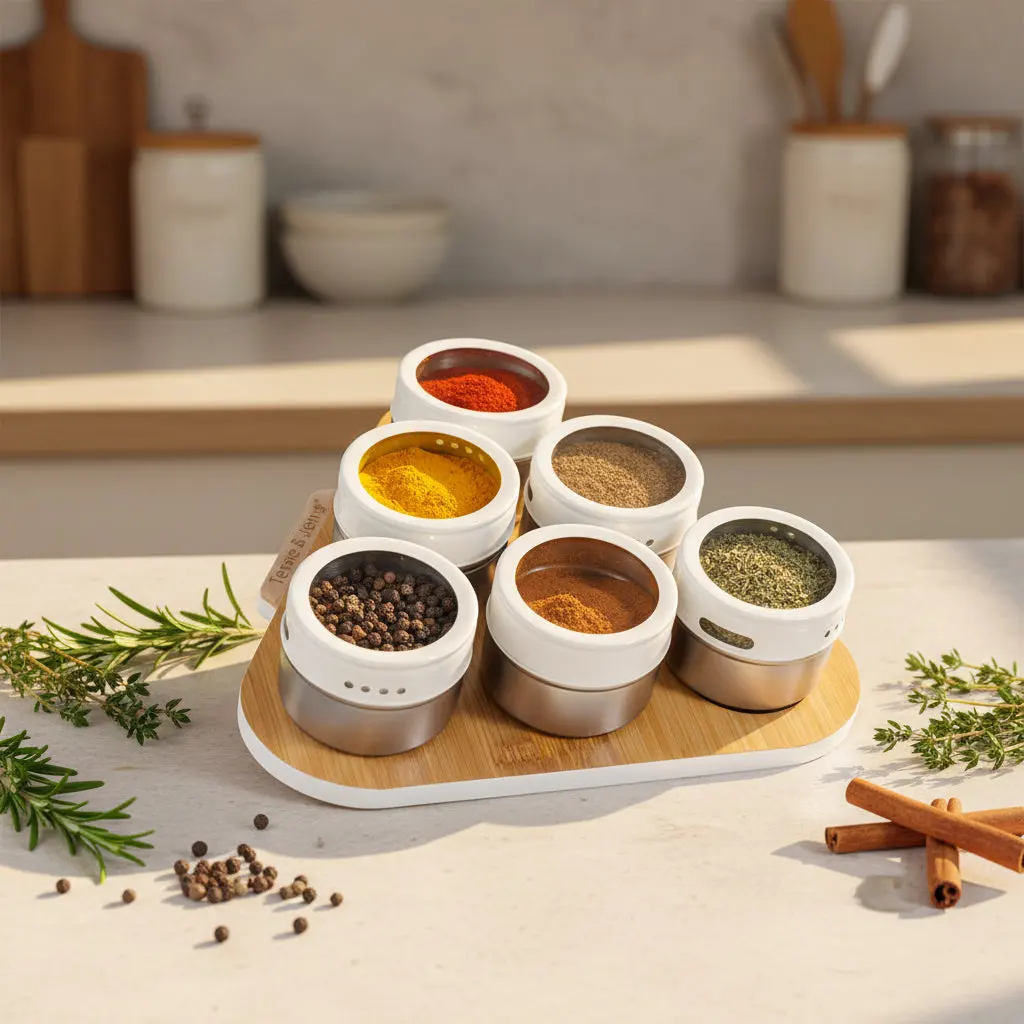 Tessie & Jessie Premium Glass Spice Organization Set