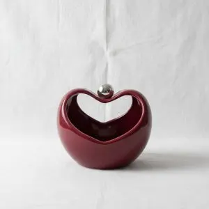 The La Maya Ceramic Crimson Heart-Handle Serving Tray