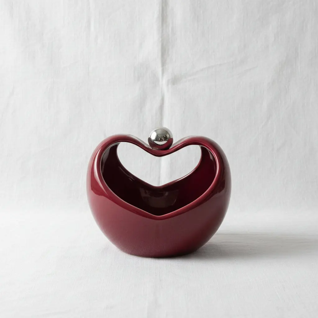 The La Maya Ceramic Crimson Heart-Handle Serving Tray