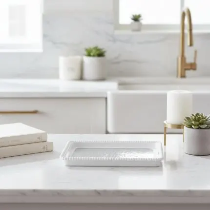 Contemporary Neutral Rectangular Plastic Serving Tray (35x25cm)