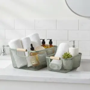 Wire bathroom basket set