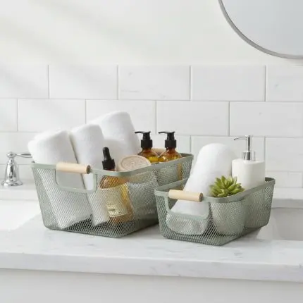 Wire bathroom basket set