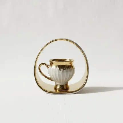 The Cinder Gold and Grey 6-Piece Coffee Set with Handled Plates