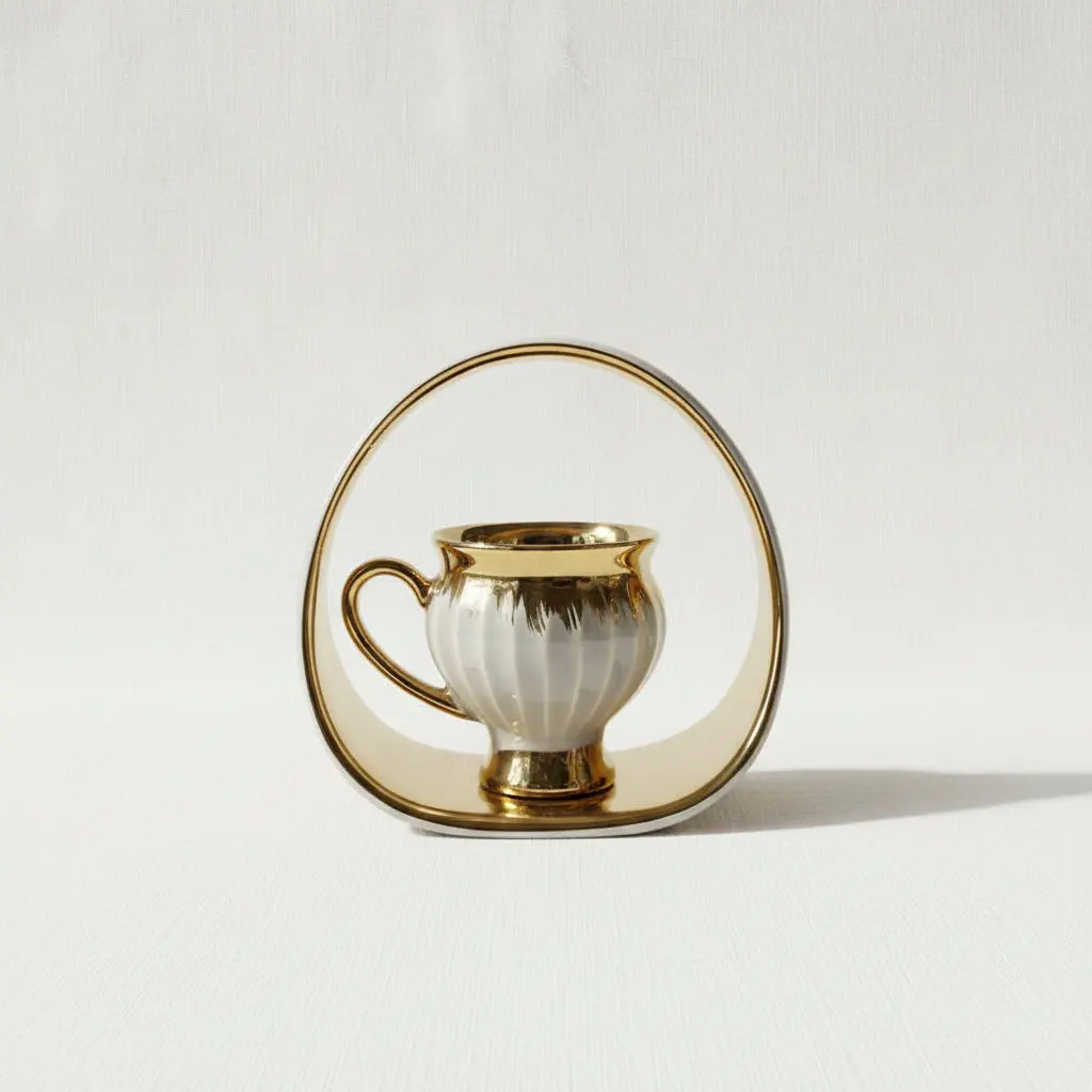 The Cinder Gold and Grey 6-Piece Coffee Set with Handled Plates