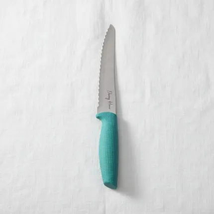 Sleek Modern Steel Bread Knife with Ergonomic Silicone Handle (33.5cm)