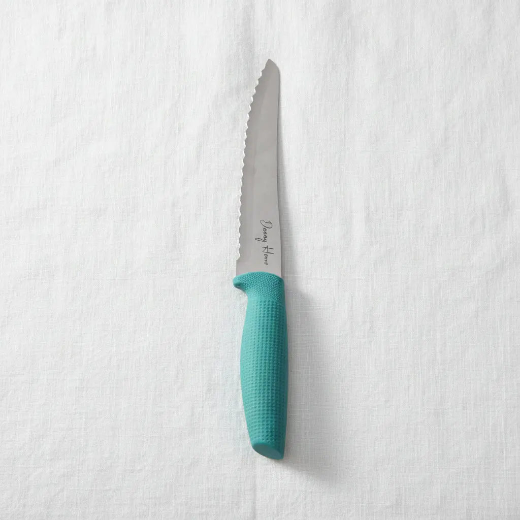 Sleek Modern Steel Bread Knife with Ergonomic Silicone Handle (33.5cm)