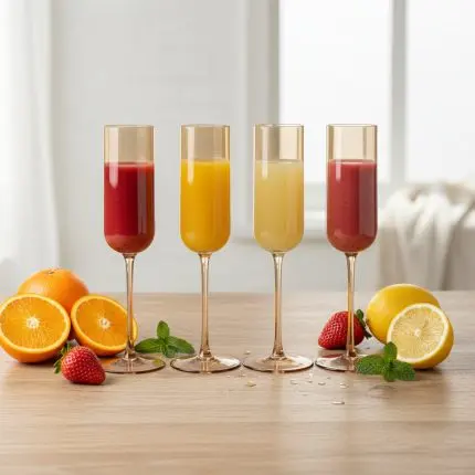 ( Buy 1 Get 1 Free ) The Ambera Architectural Orange Crystal Sherbet Suite (4-Piece / 24cm)
