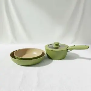 The Sage 5-Piece Light Forged Cookware Set with Detachable Cream Handle