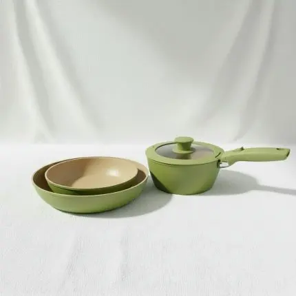 The Sage 5-Piece Light Forged Cookware Set with Detachable Cream Handle