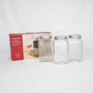 The Clear Glass Storage Jar Set with Metal Lids