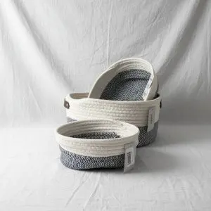 Oval fabric bathroom basket set