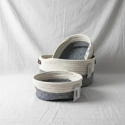 Oval fabric bathroom basket set