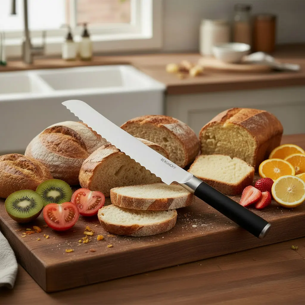 Sleek Gray Stainless Steel Bread Knife (20cm)