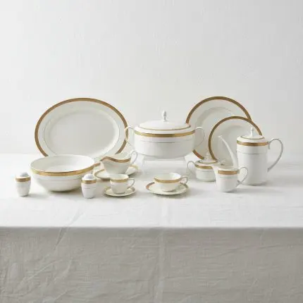 The Regal Minimalist Opal Collection (Peacock Feather 127-Piece Bangladesh Dinner Set)