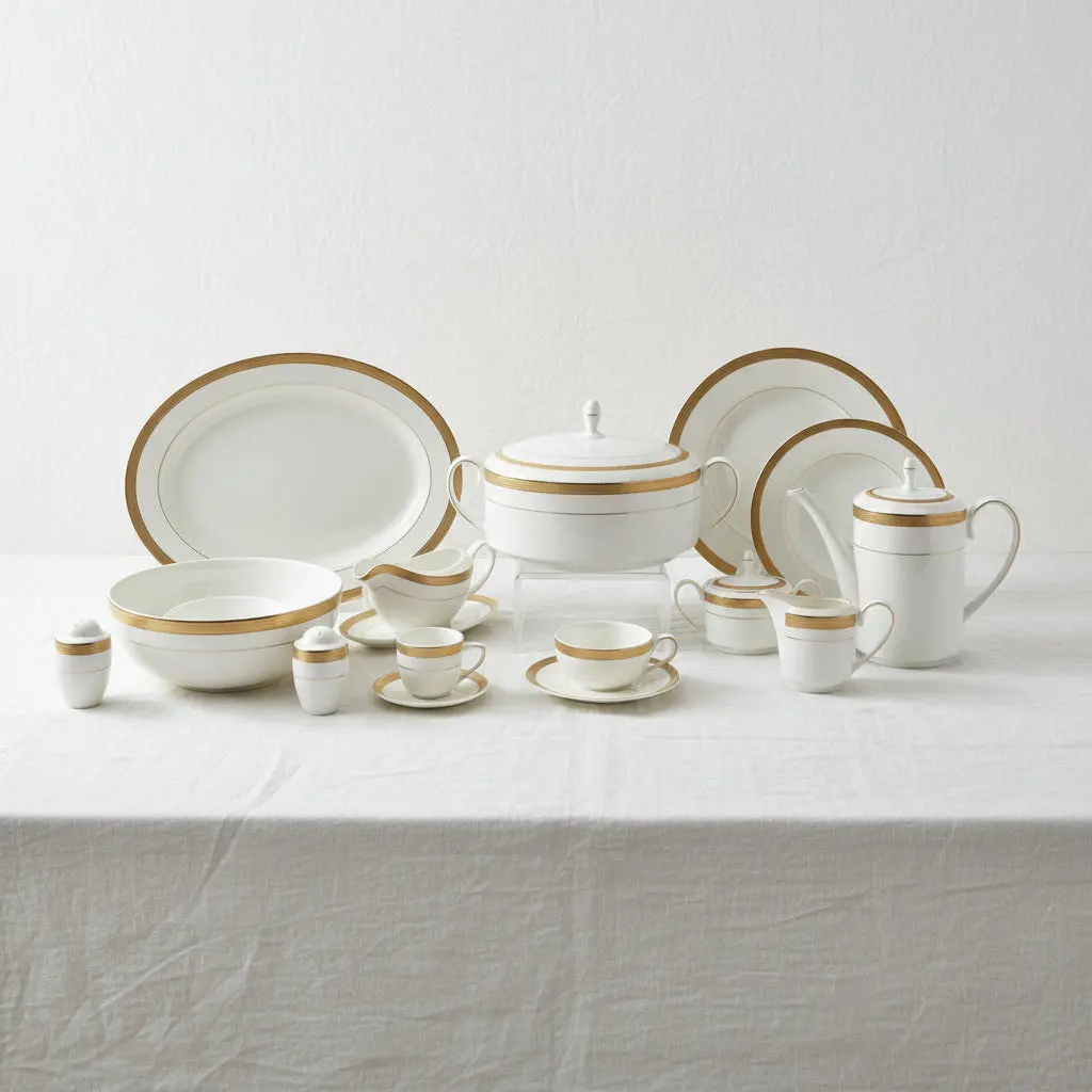 The Regal Minimalist Opal Collection (Peacock Feather 127-Piece Bangladesh Dinner Set)