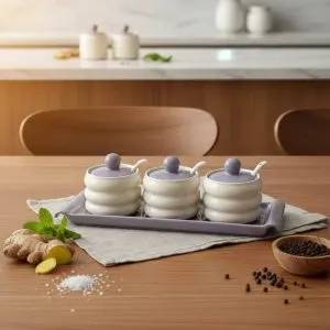 The La Maya Minimalist White and Slate Grey Spice Caddy Suite