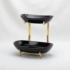 The Minimalist Hospitality Pavilion (2-Tier Black Stainless Serving Tray)