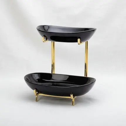 The Minimalist Hospitality Pavilion (2-Tier Black Stainless Serving Tray)