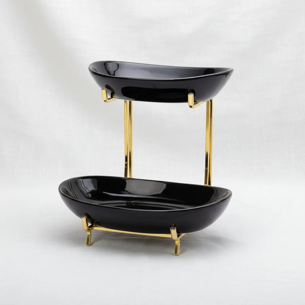 The Minimalist Hospitality Pavilion (2-Tier Black Stainless Serving Tray)