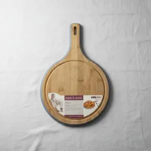 The Tessie & Jessie Minimalist 26cm Circular Wooden Cutting Board (Slate Blue Edition)