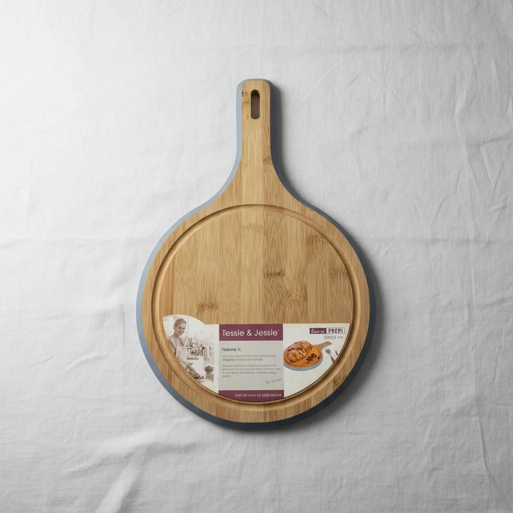 The Tessie & Jessie Minimalist 26cm Circular Wooden Cutting Board (Slate Blue Edition)