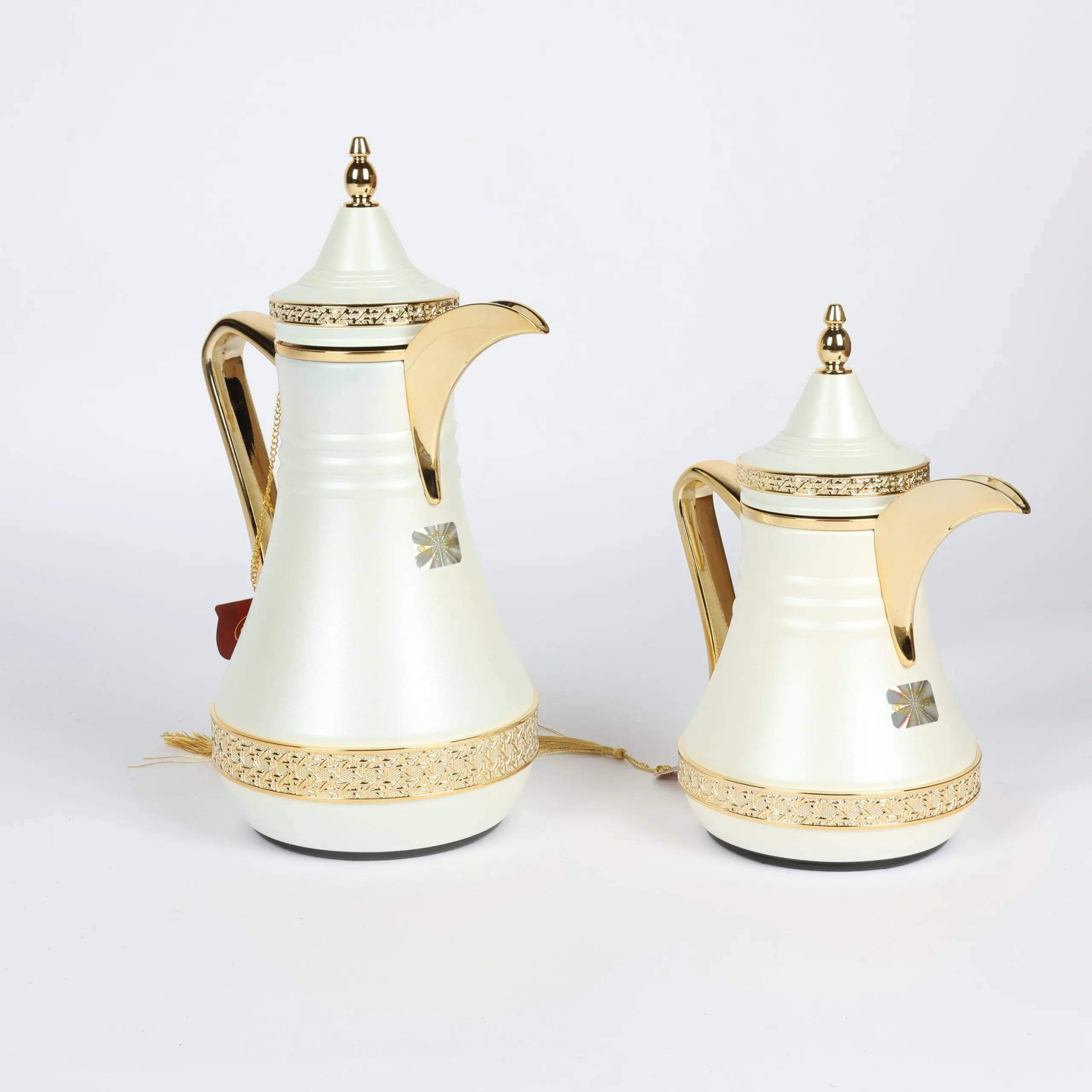 Set of 2 Coffee & Tea Arabic Thermos Cream & Gold
