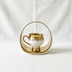 The Ivory Opulence 6-Piece Gold & White Coffee Set with Handled Serving Plate