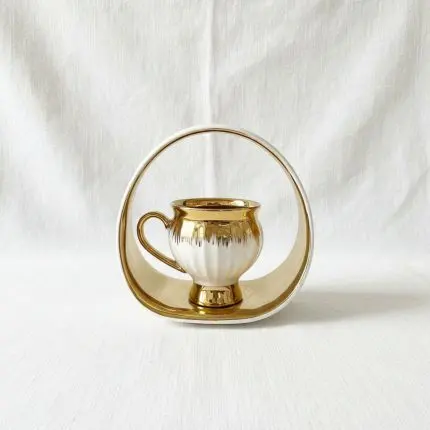 The Ivory Opulence 6-Piece Gold & White Coffee Set with Handled Serving Plate