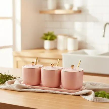 The Blush Elegance 3-Piece Pink Spice Canister Set