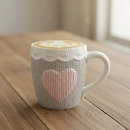 The Tactila Minimalist Porcelain Mug (with Raised Architectural Patterns)