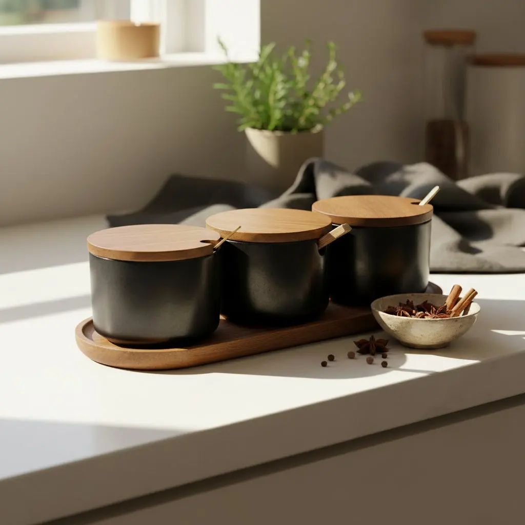 The La Maya Minimalist Obsidian Black Spice Caddy Suite