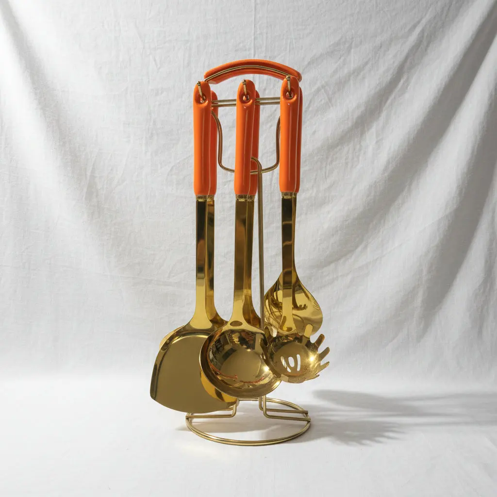 Tramontina Orange Cooking Utensil Stainless Steel Set