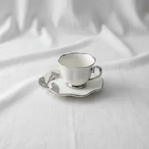 Coffee Cup with Saucer – Silver – 16-26 ( 6 Pieces )