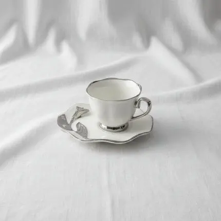 Coffee Cup with Saucer – Silver – 16-26 ( 6 Pieces )