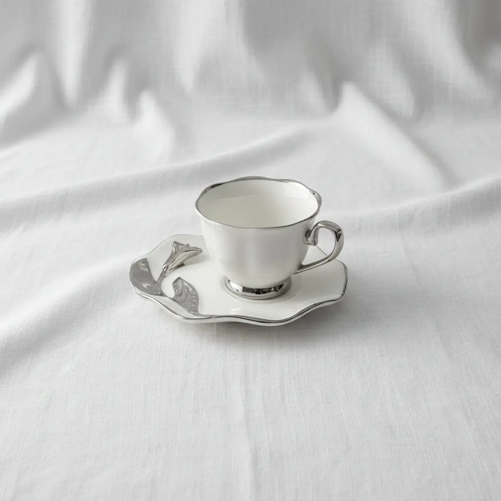 Coffee Cup with Saucer – Silver – 16-26 ( 6 Pieces ) Coffee Cup with Saucer – Silver – 16-26 ( 6 Pieces )