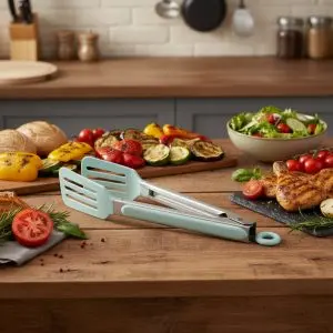 Plastic Head Slotted Food Tong