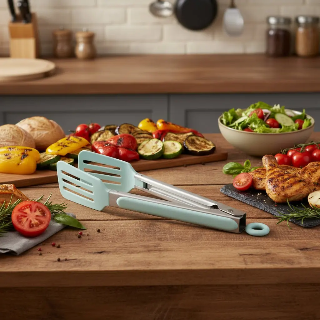 Plastic Head Slotted Food Tong