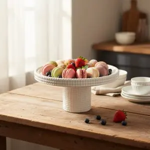 Contemporary Neutral Plastic Cake Stand & Display Plate (25x25cm)