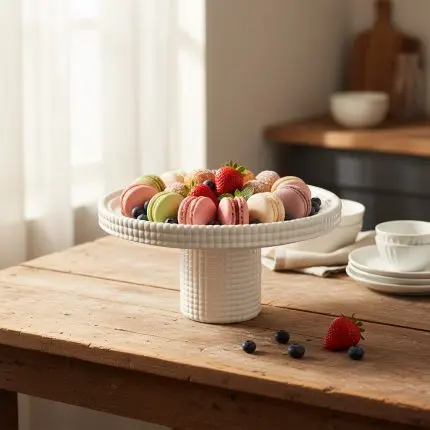 Contemporary Neutral Plastic Cake Stand & Display Plate (25x25cm)
