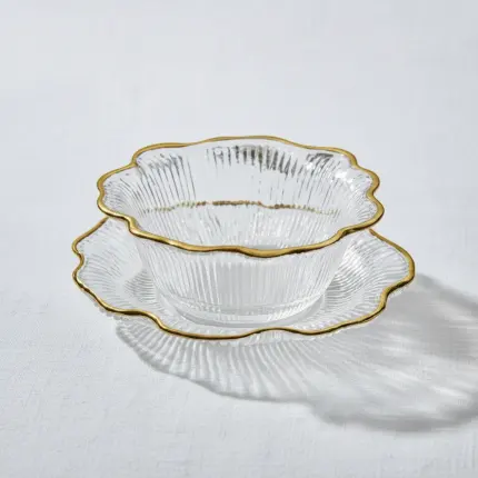 The Minimalist Hospitality Pavilion (Gold Trim Soup Bowl W/Plate Set of 6 Pcs)