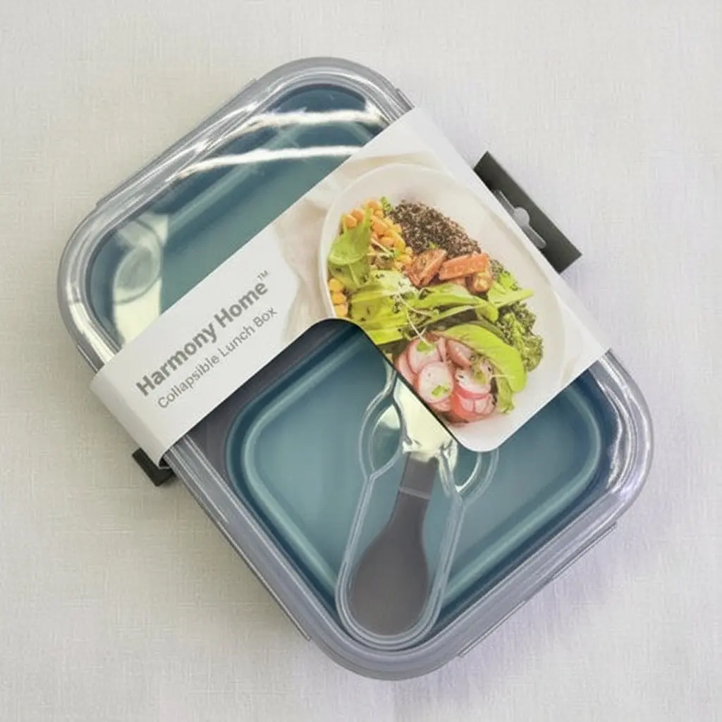 Multi-Compartment Plastic Lunch Box (Blue)