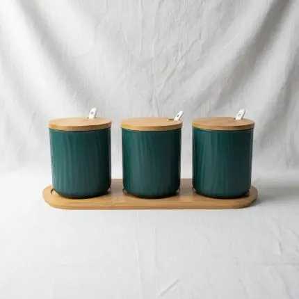 The La Maya Minimalist Three-Piece Spice Set with Tray (Slate Grey)